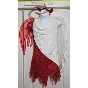 Heavenly Devil Costume Naughty Nice Angel Dress Wings Halo Tail Halloween Girl M